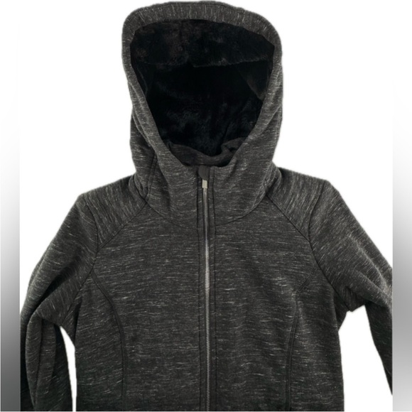 Women's Athleta Dark Gray Faux Fur Lined  Hooded Jacket - Picture 7 of 8